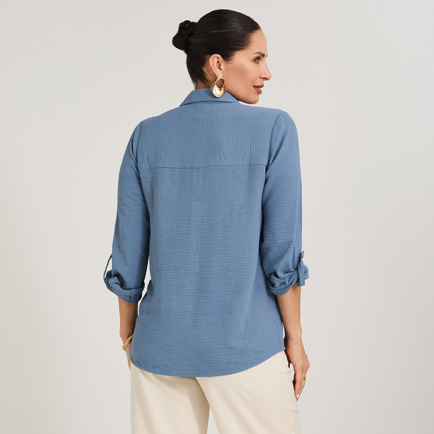 Blusa Manga Larga Cuello Camisero Mujer Lorenzo Di Pontti image number 2.0