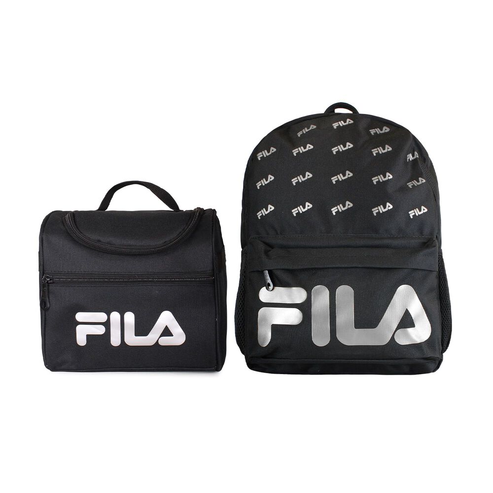 Pack Fila Mochila 16lts Urbanix + Lonchera T&eacute;rmica Bonet Negro-silver image number 0.0