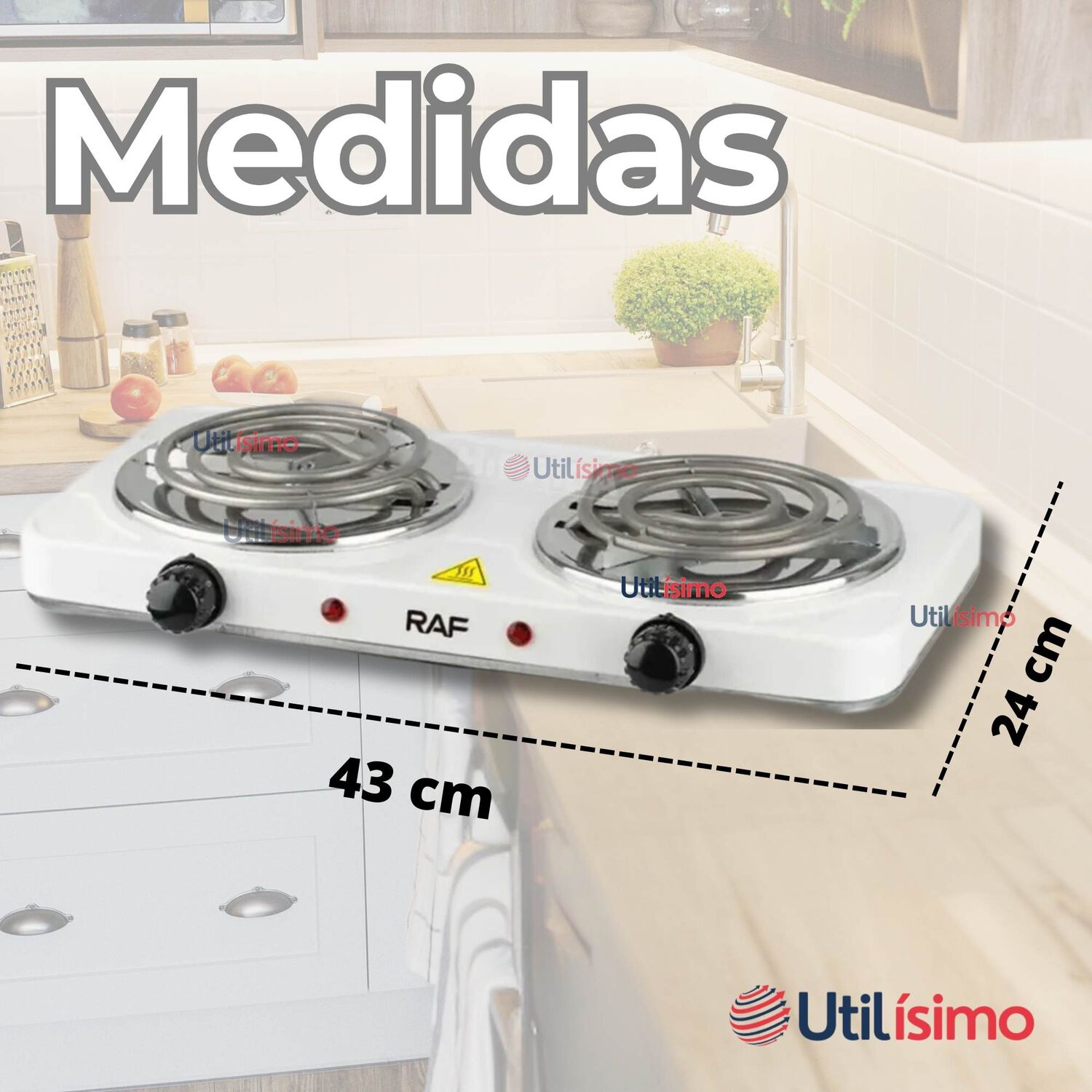 Cocina El&eacute;ctrica 2 Platos 2000w Cocinilla Port&aacute;til Blanco image number 2.0