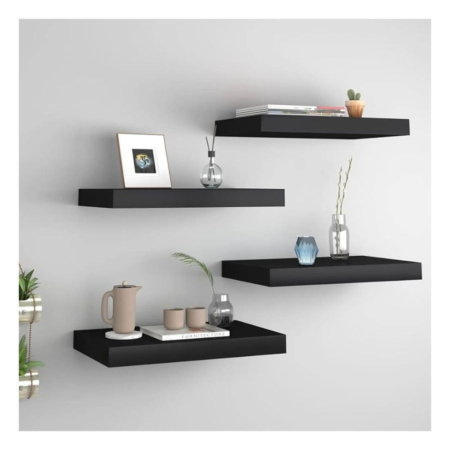 Repisa Flotante Negra Minimalista Estante Organizador Pared 40cm image number 1.0