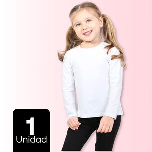Camiseta Polera Polar De Niña Color Blanco Primera Capa