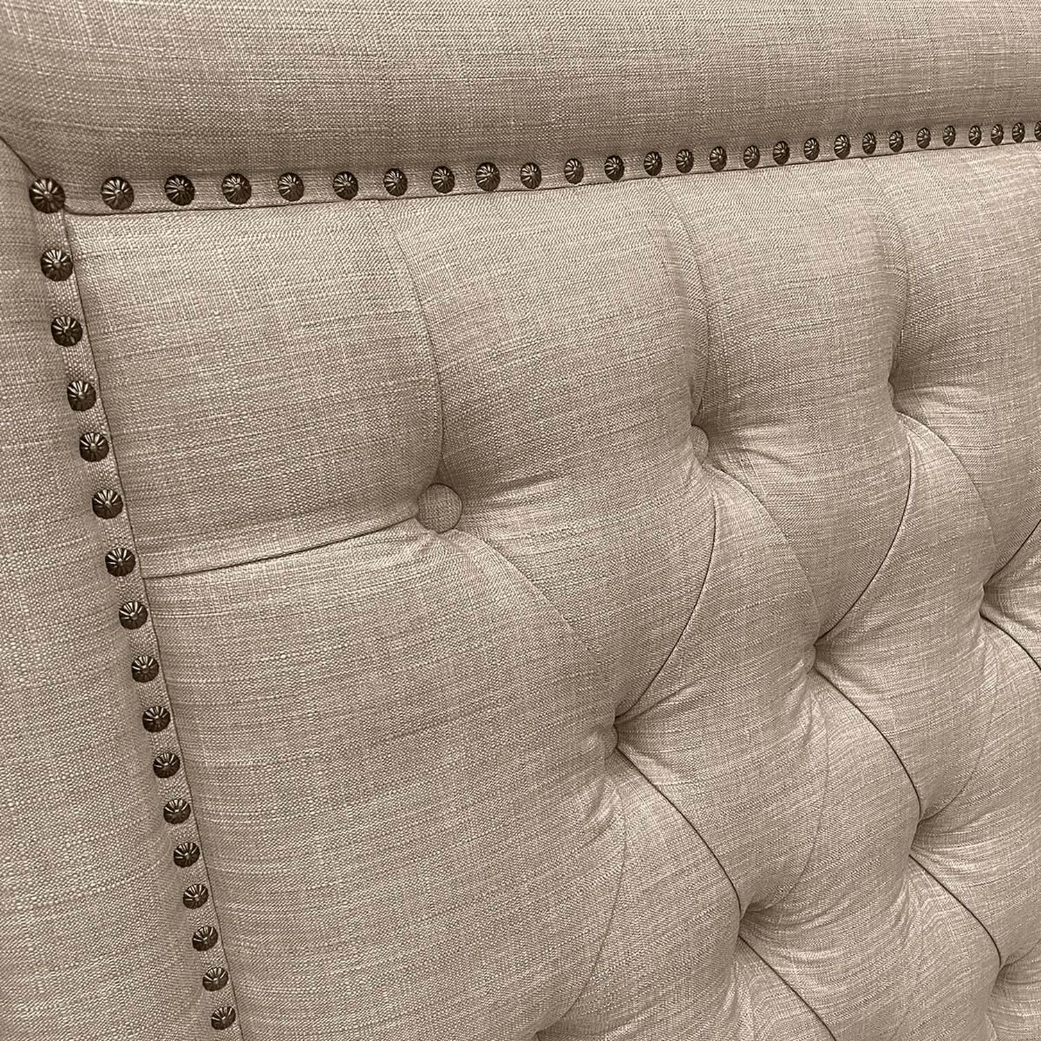 Respaldo De Cama Capiton&eacute; Frame Tachas Lino Beige 2 Plazas image number 2.0
