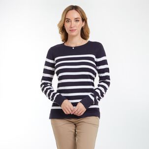 Sweater Listado Cuello Redondo Regular Mujer Geeps