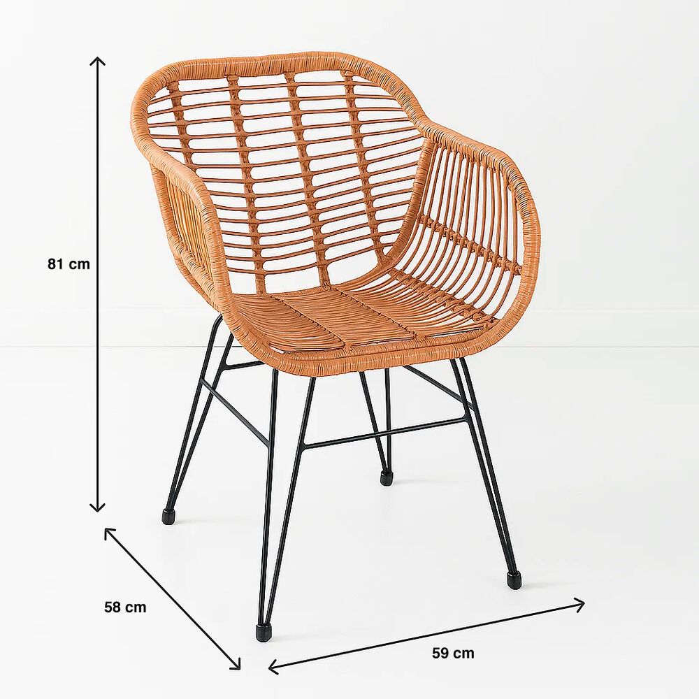 Pack De 4 Butacas Con Apoyabrazos De Terraza Rattan Grecia Color Madera image number 3.0