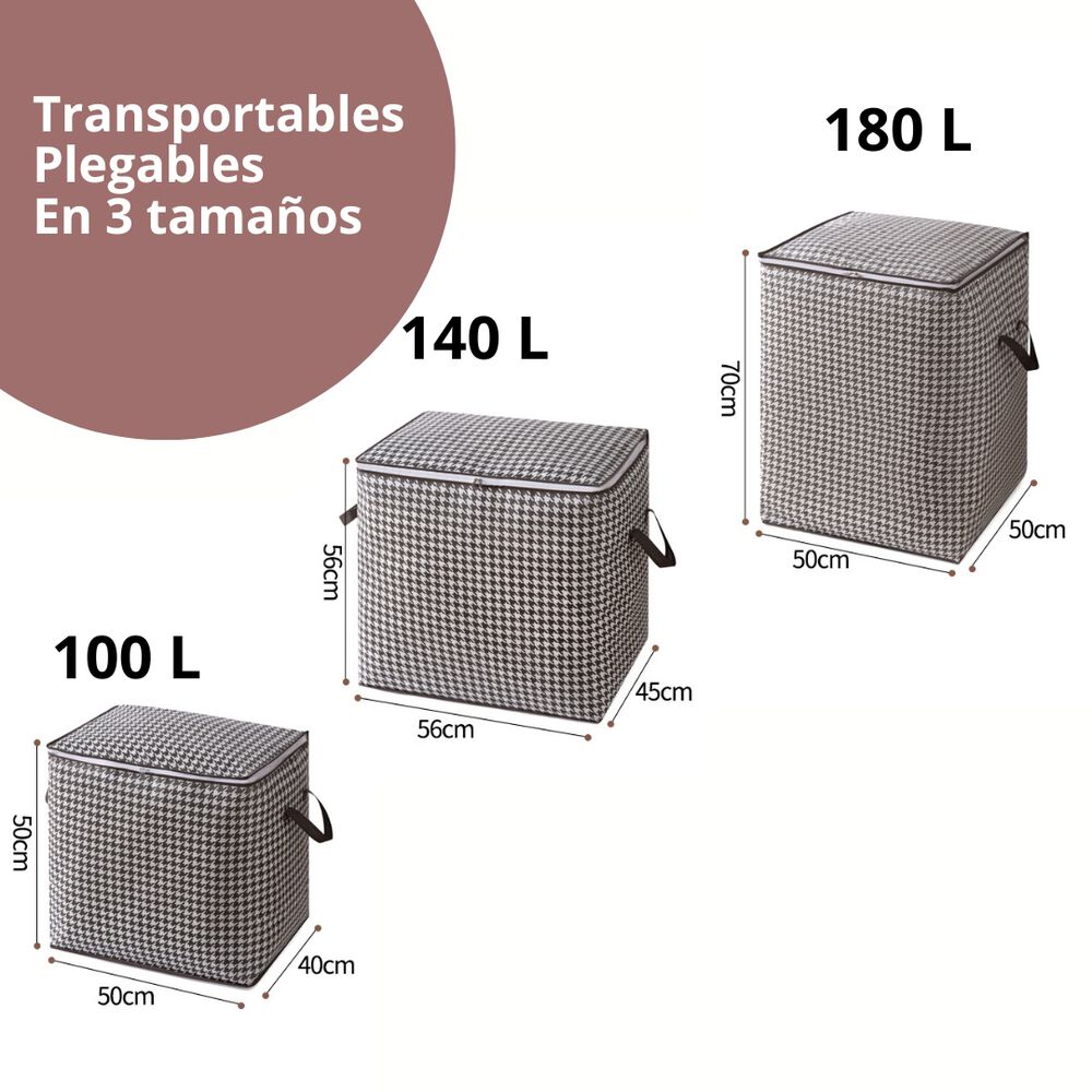 Set 3 Cestas Ropa Sucia Con Cierre 100l 140l 180l image number 2.0