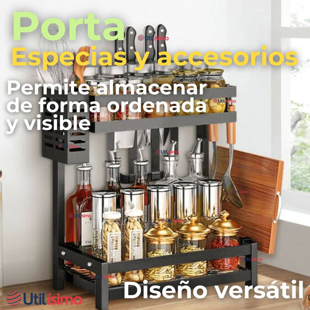 Estante Organizador Para Especias Cocina Especiero 2 Niveles image number 3.0