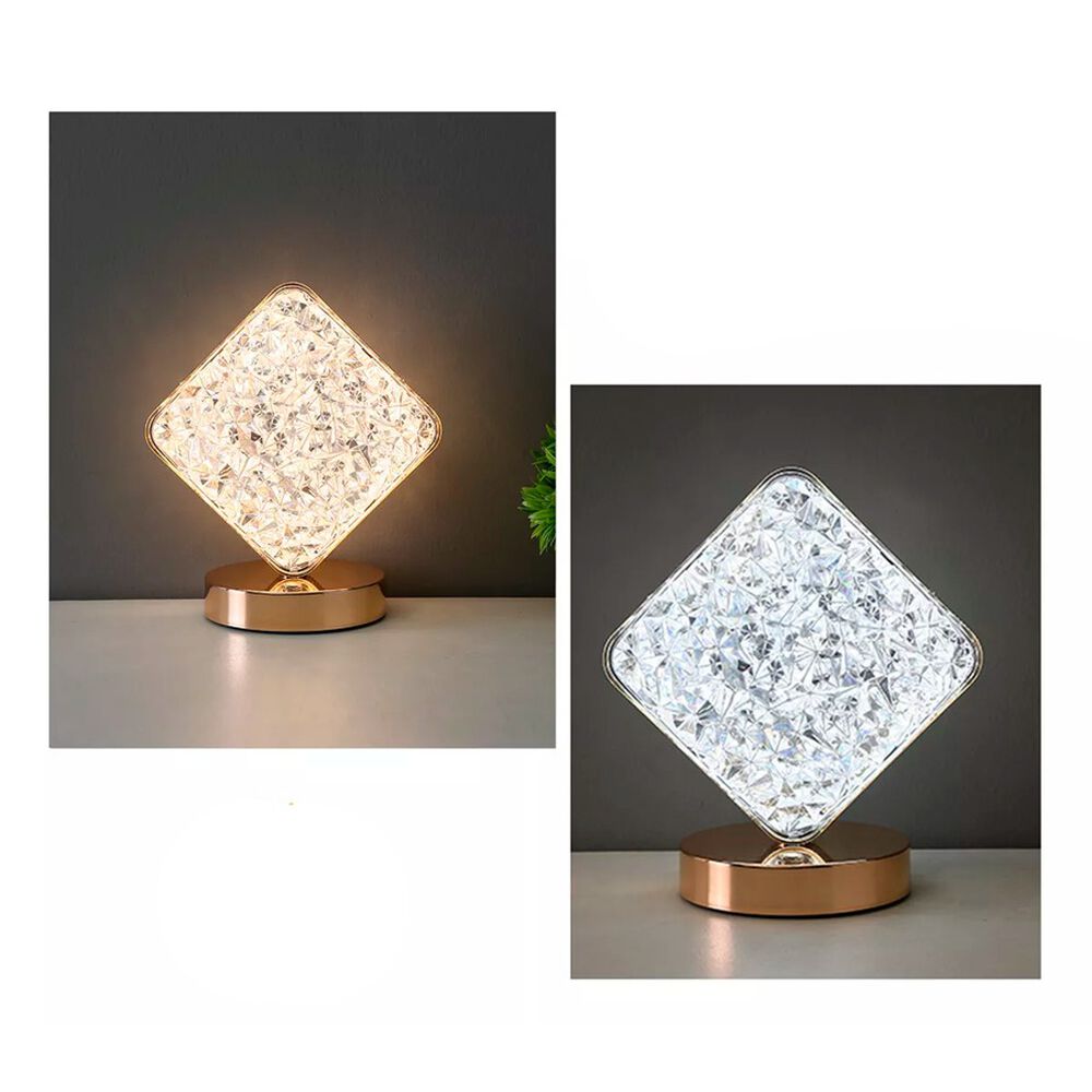 Lámpara De Mesa Inalámbrica Con Diseño De Diamante Usb Luz Ajustable image number 4.0