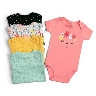 Pack 5 Bodys Ni&ntilde;a Manga Corta Tedmimak 100% Algod&oacute;n Rosa Floreado
