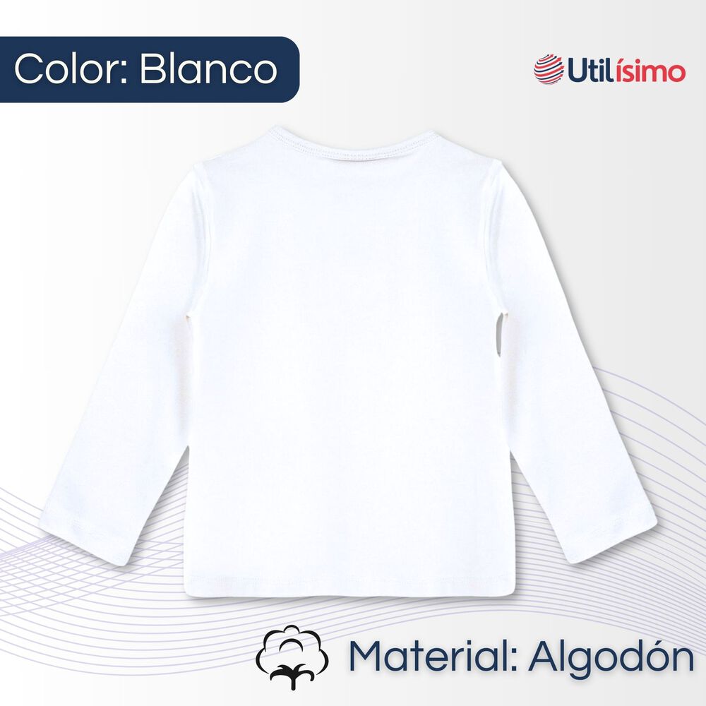 Pack 6 Camisetas Poleras Polar De Niña Blanco Primera Capa image number 4.0