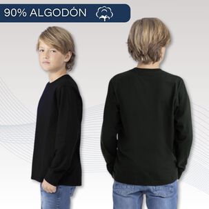 Camiseta Algodón Primera Capa Invierno Niño Cuello Redondo Blanco Negro