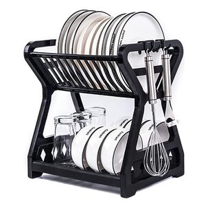 Escurridor De Platos 2 Niveles Plástico Negro Organizador Escurridor De Platos 2 Niveles Plástico Negro Organizador