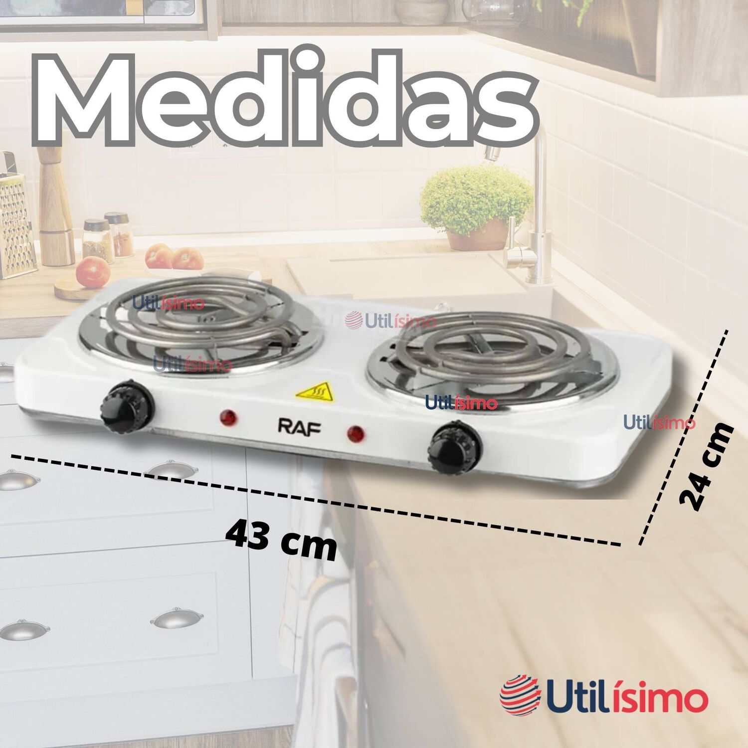 Cocina El&eacute;ctrica 2 Platos 2000w Cocinilla Port&aacute;til Blanco image number 2.0