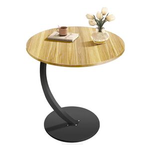 Mesa Redonda Auxiliar Madera Beige Estilo Moderno