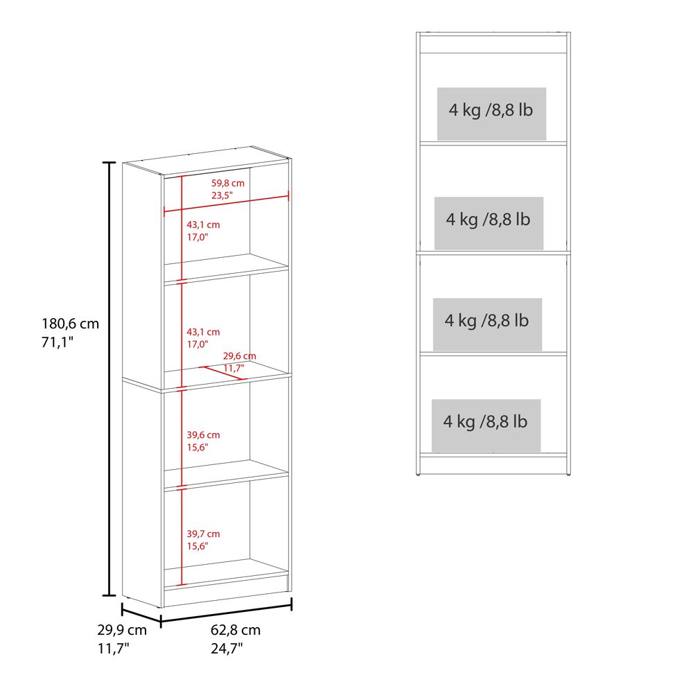 Librero Estante 4 Repisas Melamina Fm-017 image number 5.0