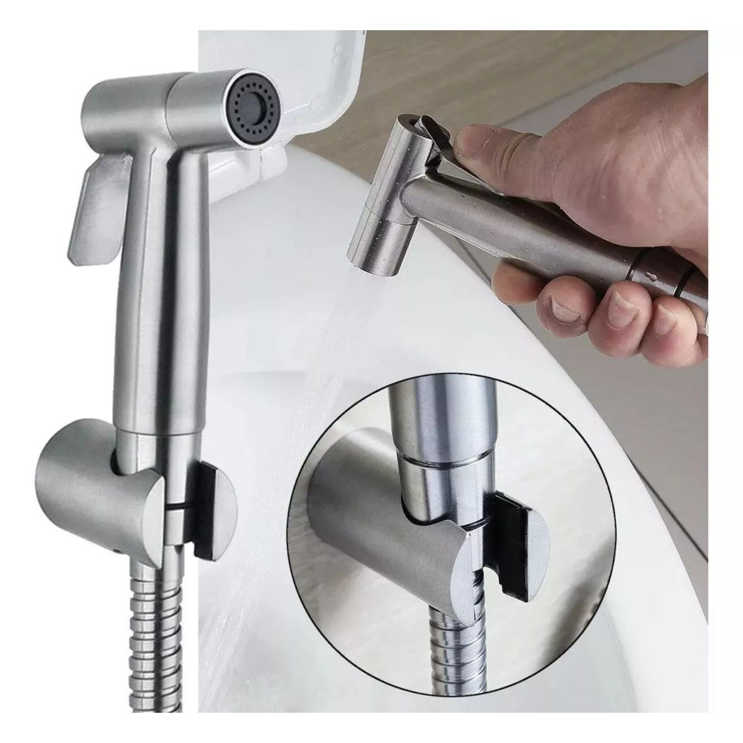 Kit Ducha Ba&ntilde;o Bidet &Aacute;rabe Inodoro De Acero Resistente image number 3.0