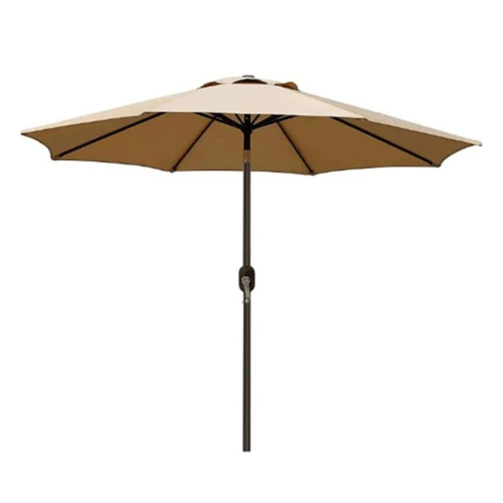 Quitasol Recto 2.7m Terraza Ajustable Plegable Rayos Uv Café image number 0.0