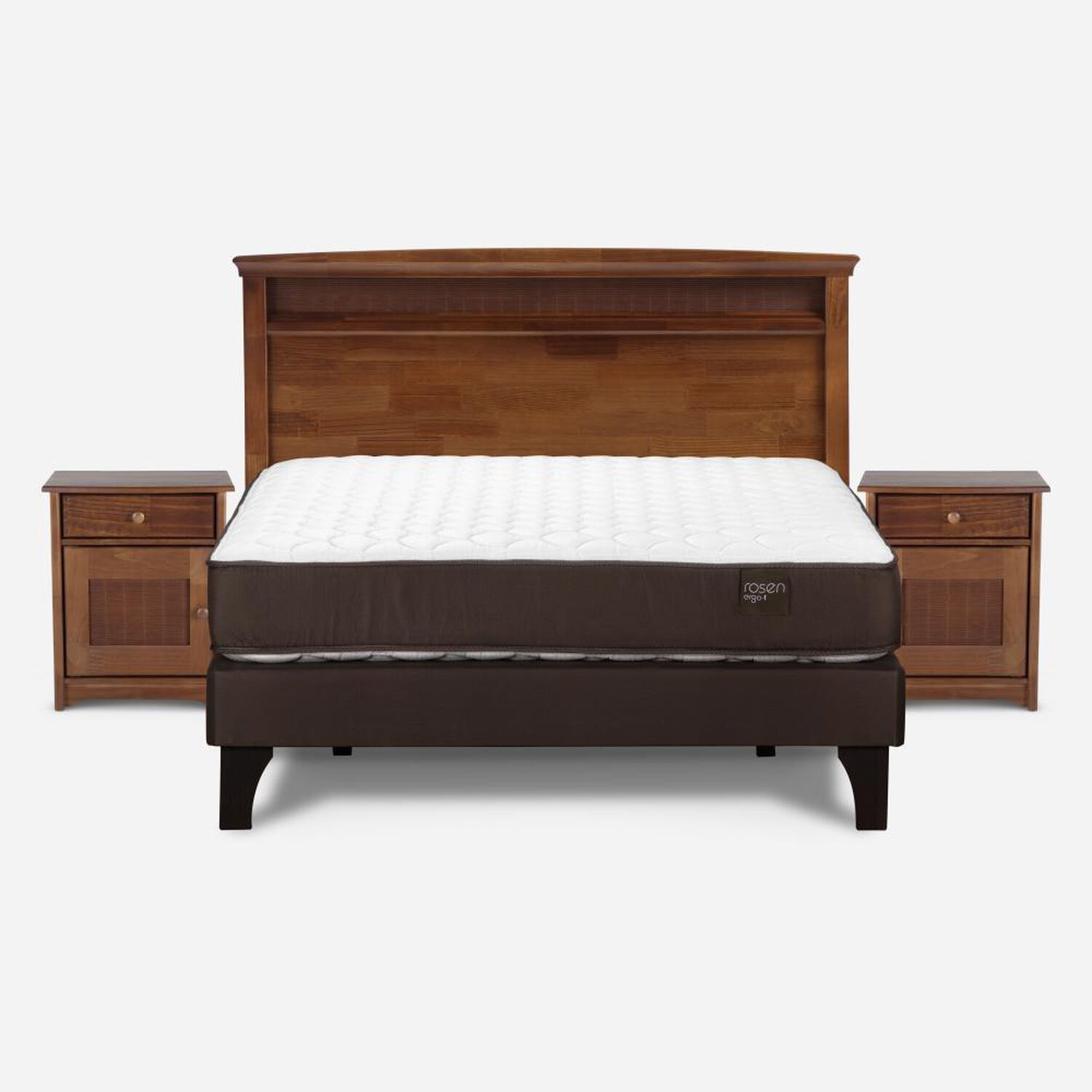 Cama Europea Rosen Ergo T / 2 Plazas / Base Normal + Set De Maderas Veneto image number 0.0