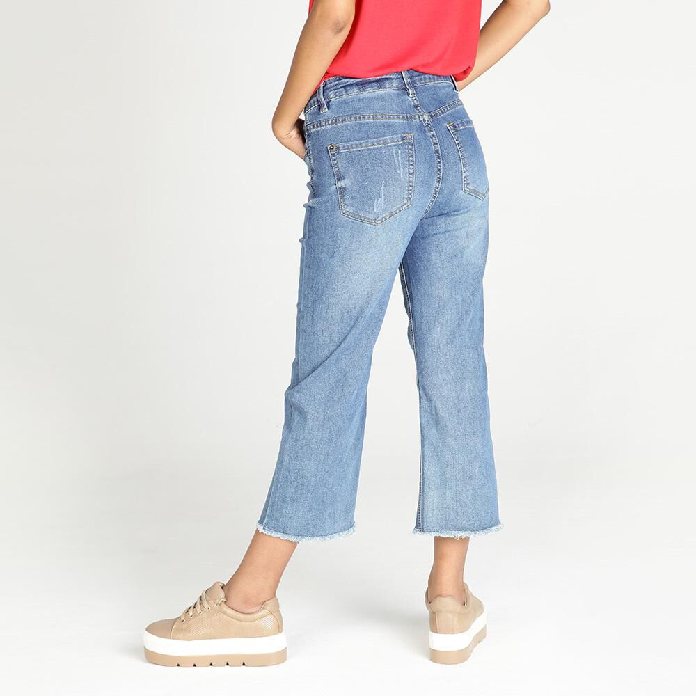 Jeans Mujer Tiro Medio Flare Crop Rolly go image number 2.0