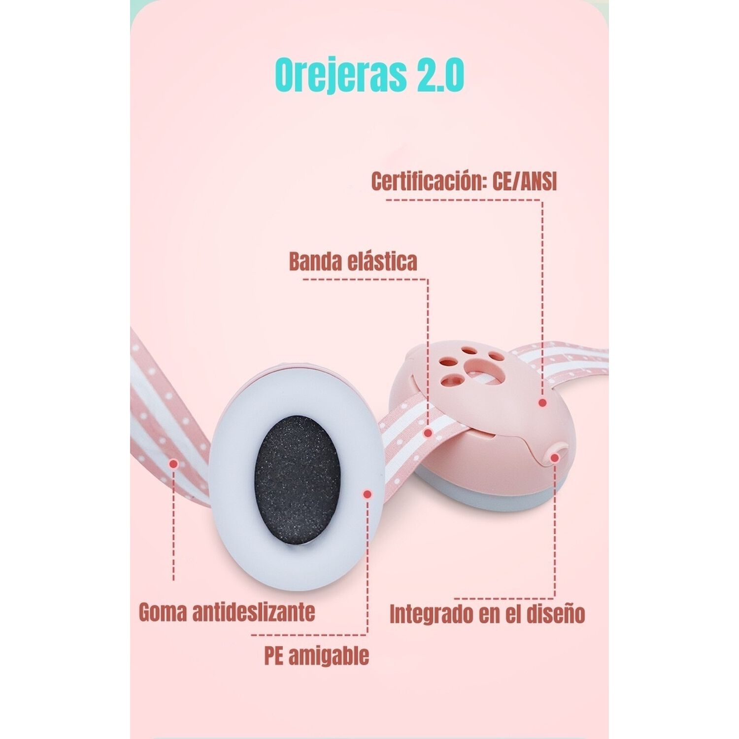 Orejeras Antiruido Auriculares Protectores Beb&eacute;s Rosado image number 2.0