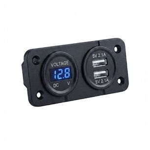 Cargador Doble Usb Con Volt&iacute;metro Y Toma 12v Empotrable Haomai
