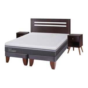 Cama Europea Cic Ortopedic / 2 Plazas / Base Dividida + Set De Maderas