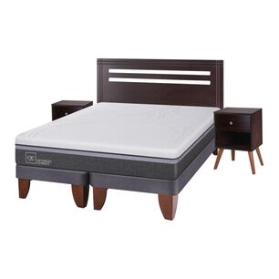 Cama Europea Cic Ortopedic / 2 Plazas / Base Dividida + Set De Maderas
