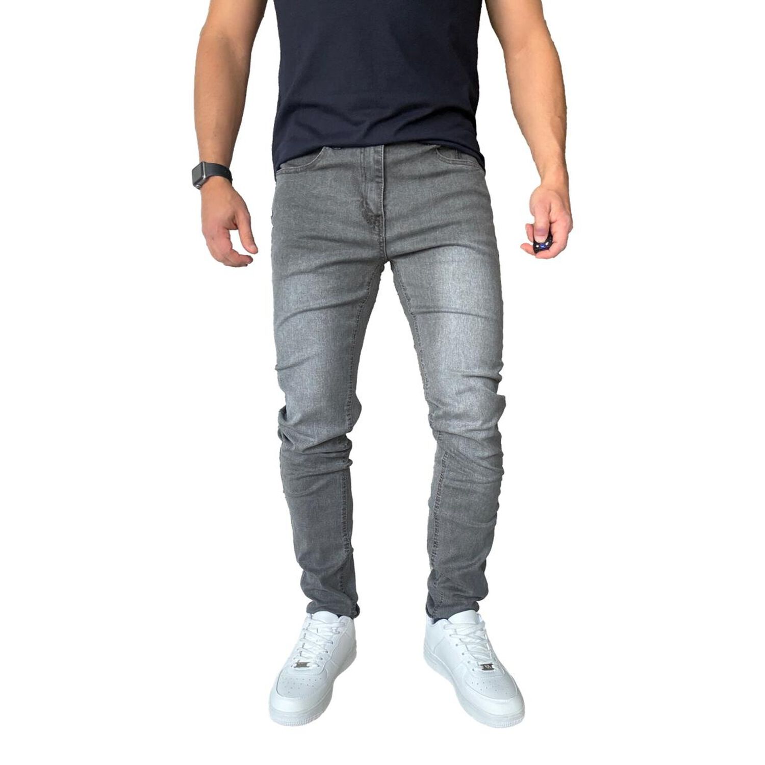 Jeans Elasticados Slim Fit Gris Focalizado Semipitillos image number 3.0