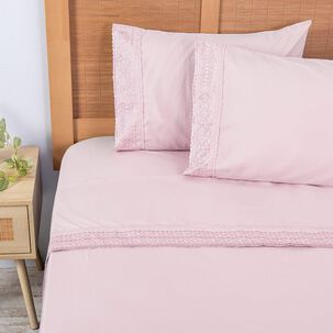 Sabana Plumetti Broderie King Rosado