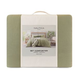 Cubrecama Queen Nautica Home Reversible Verde + Fundas