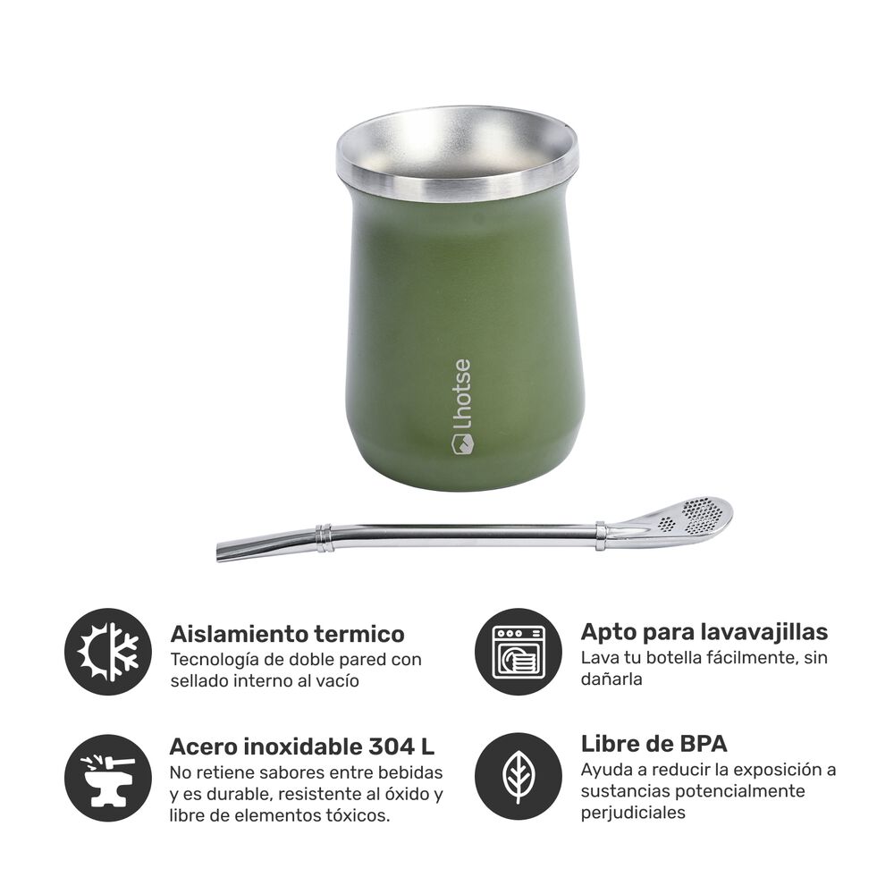 Mate Acero Inoxidable Con Bombilla Lhotse Green image number 0.0