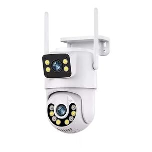 Camara De Seguridad Wifi Doble Lente Hd Vn Ip66 Blanca