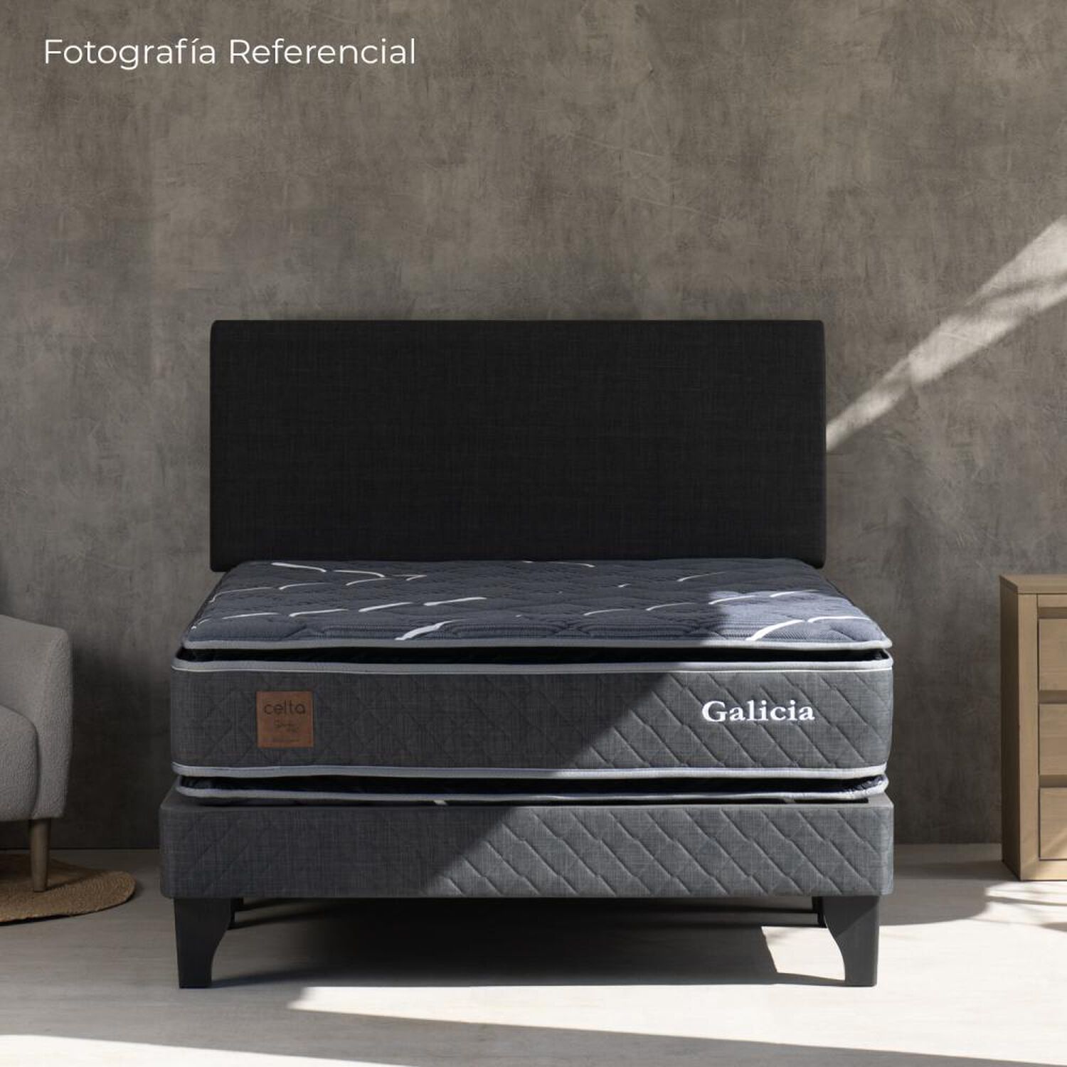 Cama Europea Celta Galicia 2 Metros / 2 Plazas / Base Dividida + Respaldo image number 4.0