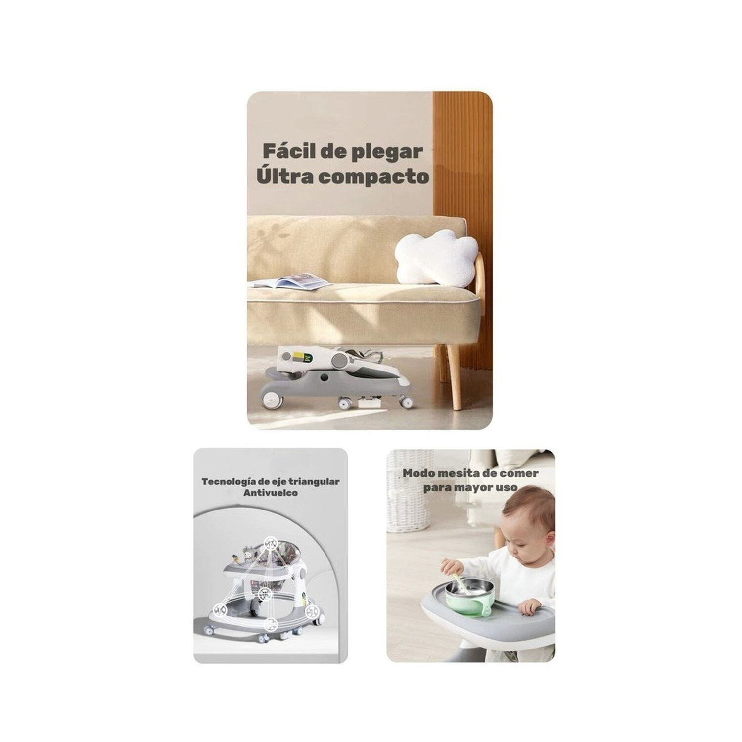 Andador Caminador 5 En 1 Con Apoya Pies Lubabycas Gris image number 4.0