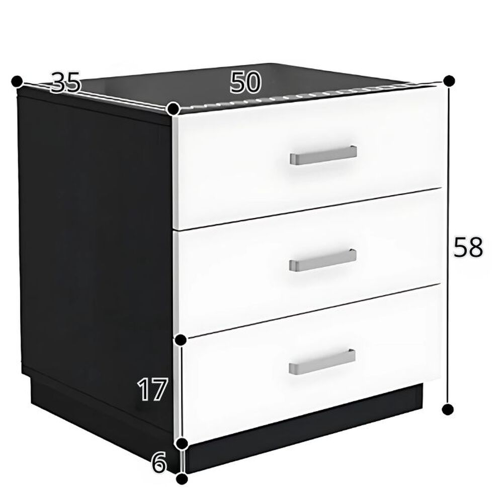 Pack 2 Velador De 3 Cajones - Blanco Y Negro image number 2.0