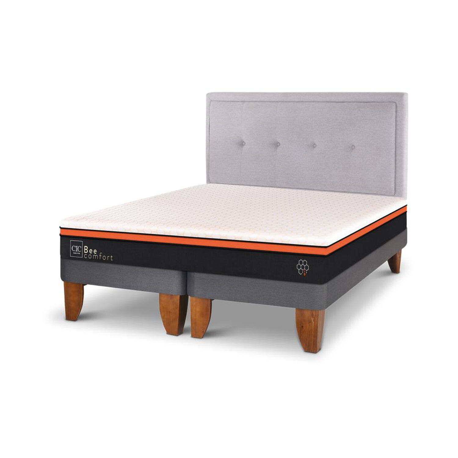 Cama Europea Cic Bee Comfort / 2 Plazas / Base Dividida + Respaldo image number 1.0