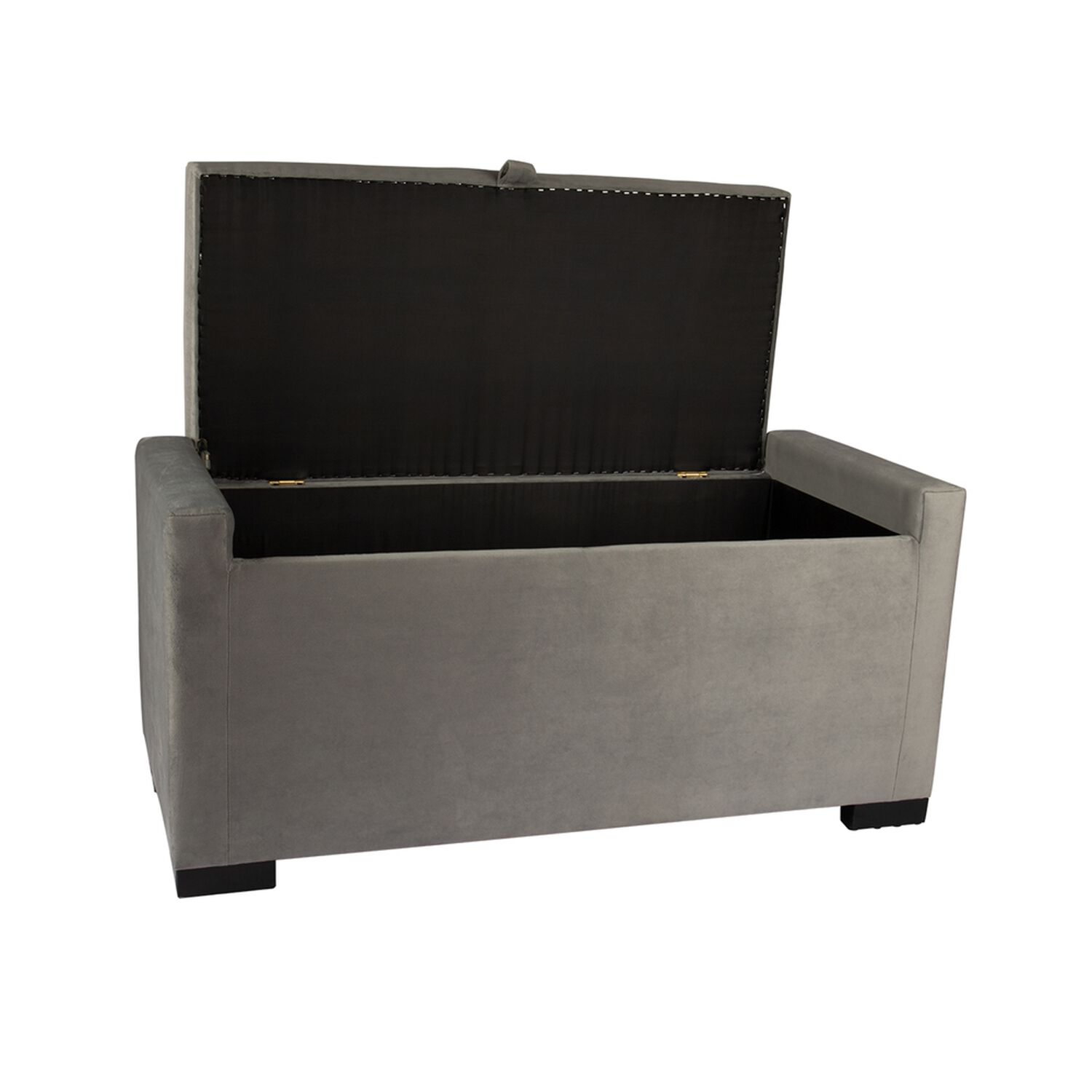 Banqueta Con Ba&uacute;l Leyzy Gris Felpa 40x55x105 Cm M&aacute;xima Design image number 2.0