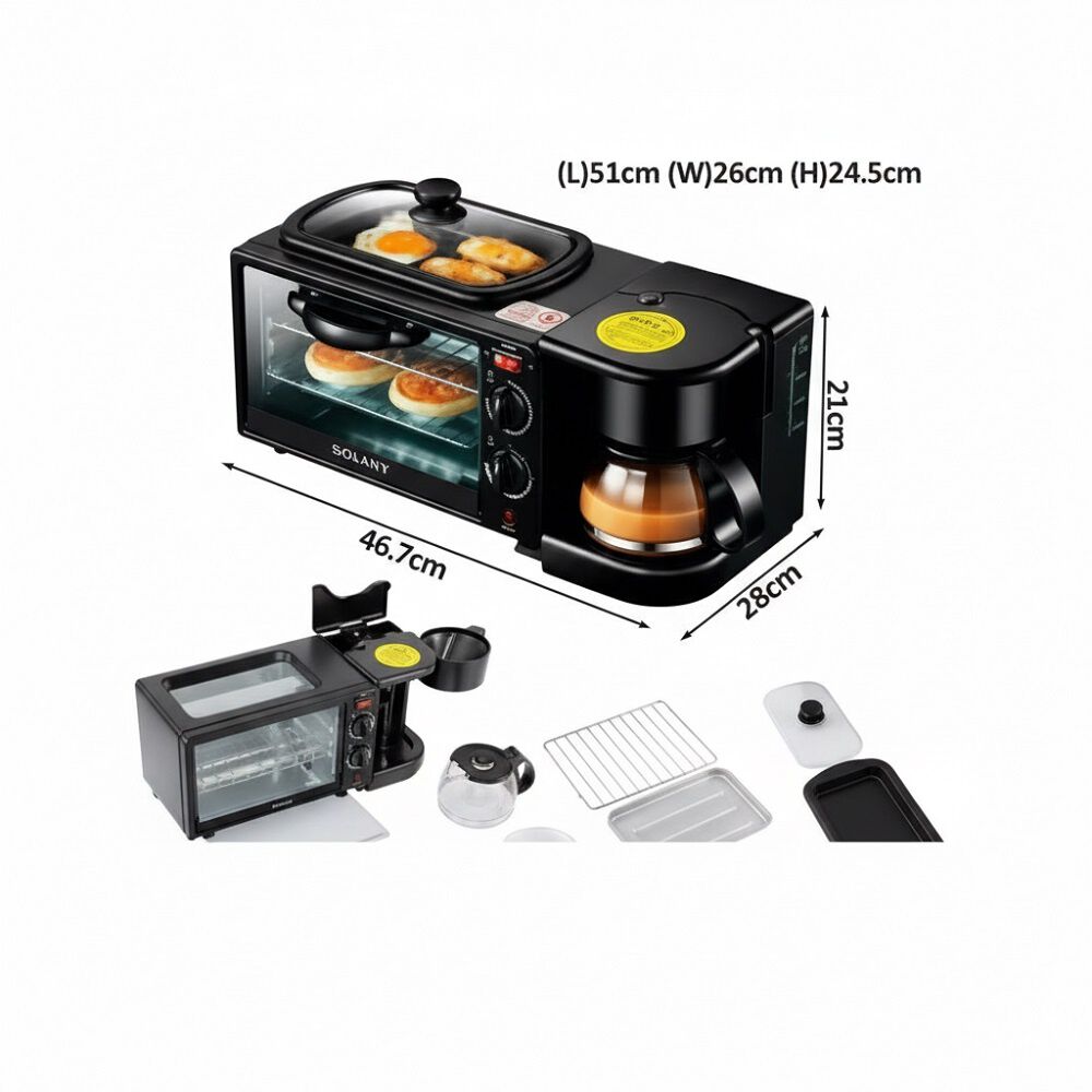 M&aacute;quina Para Hacer Desayuno 3 En 1 Horno Cafetera Sarten image number 9.0