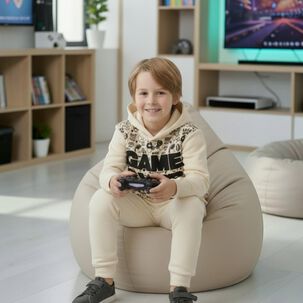Buzo Ni&ntilde;o Franela Game Over Beige