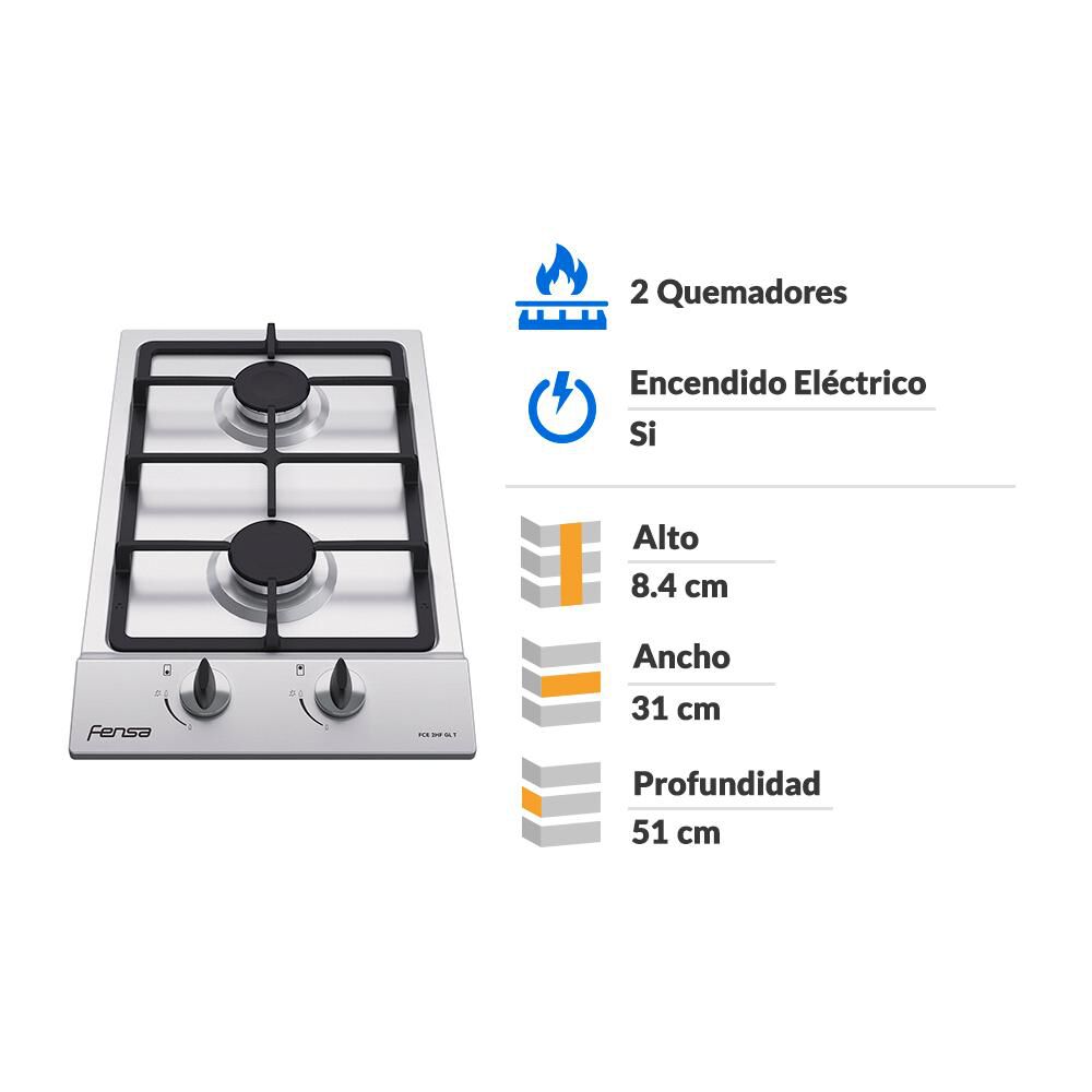 Encimera A Gas Fensa FCE 2HF T / 2 Quemadores image number 1.0