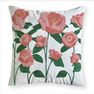 Cojin Bordado 45x45 Cm Rosas