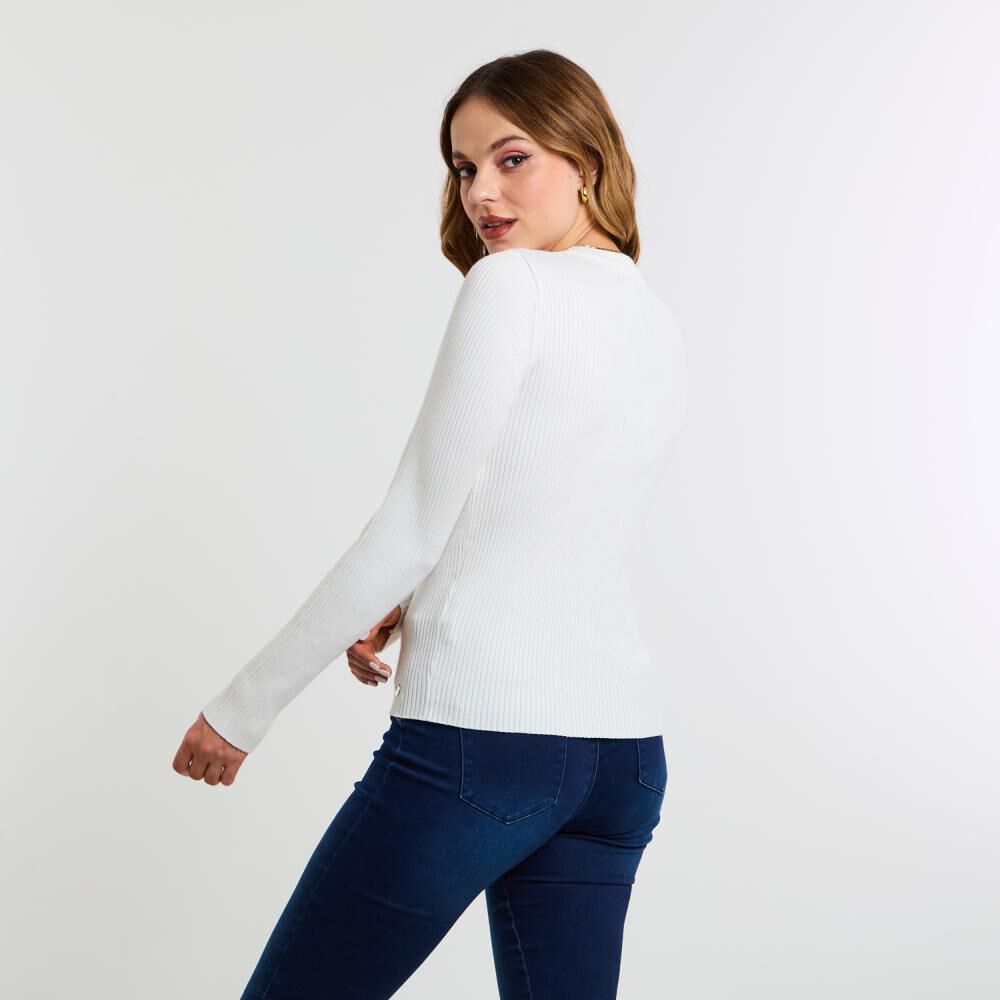 Sweater Rayas Manga Larga Cuello Redondo Mujer Kimera image number 3.0
