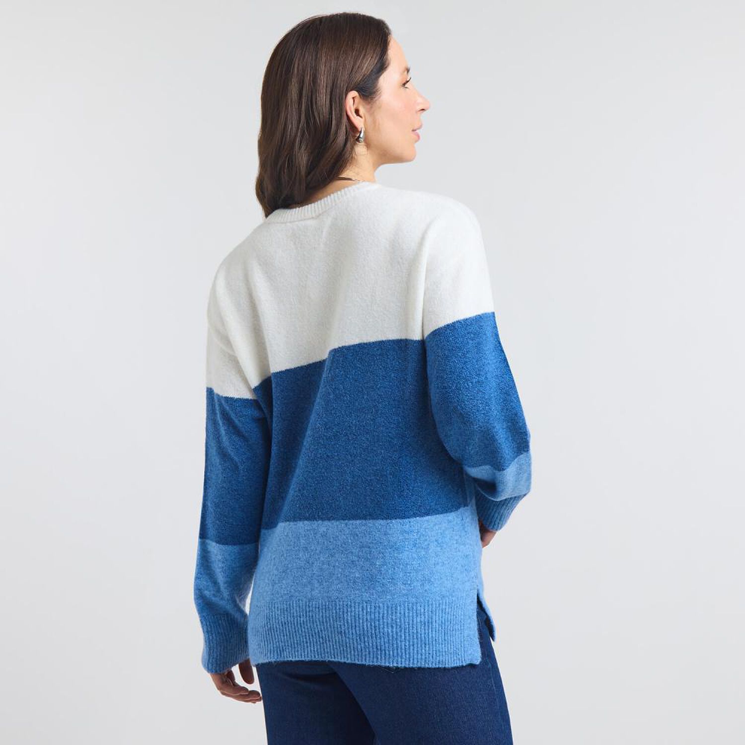 Sweater Bloque Color Regular Manga Larga Cuello Redondo Mujer Geeps image number 3.0