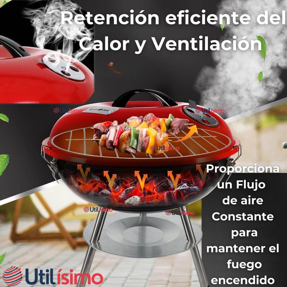 Mini Parrillera Portátil A Carbón Acero Inox Camping Hogar image number 3.0