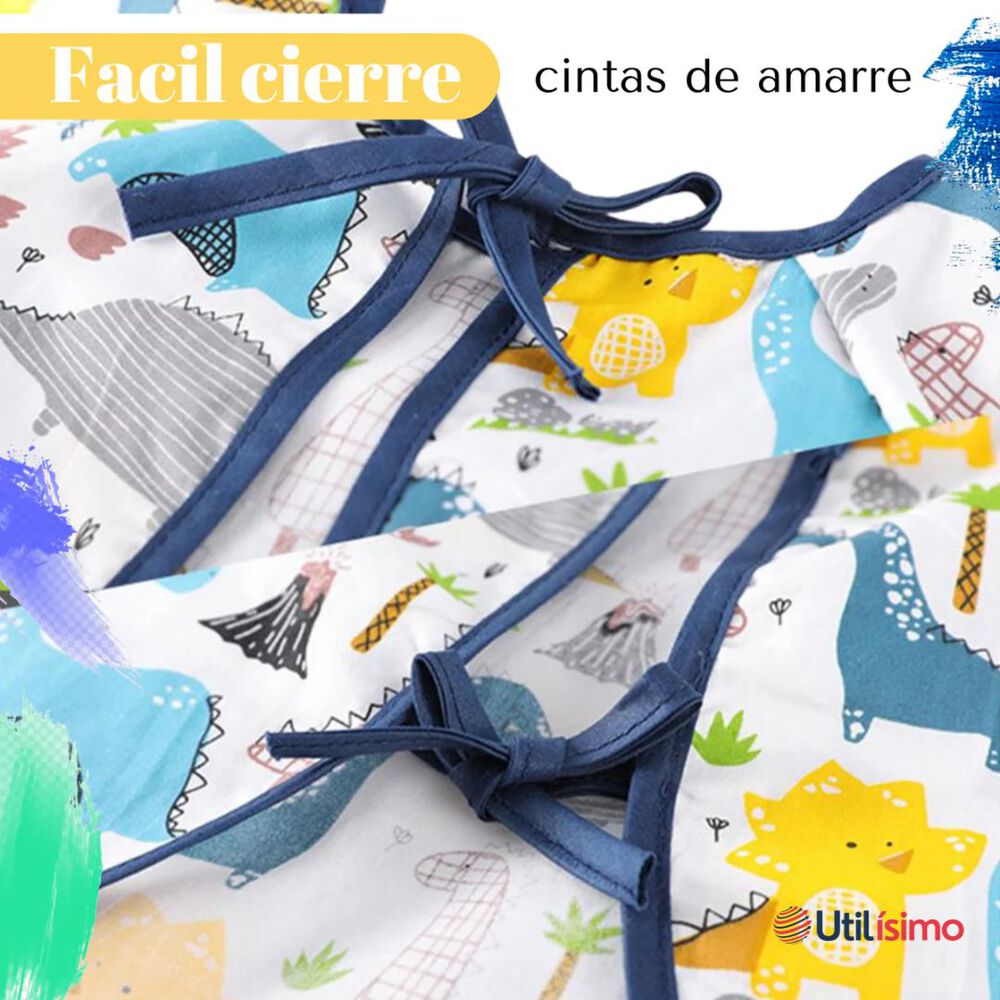 Pack 6 Babero Delantal Impermeable Manga Larga Bebe Y Niño image number 5.0