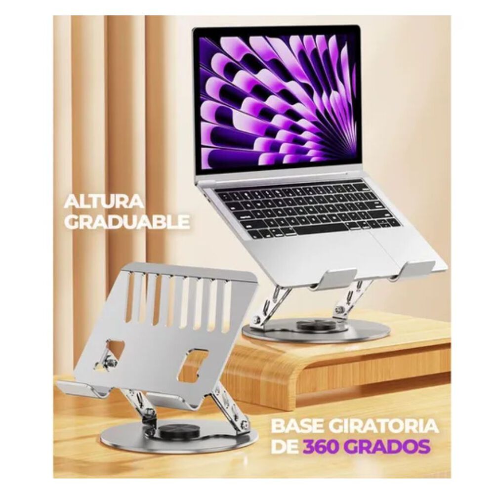 Soporte Para Tableta Portátil Aluminio Giratorio 360 Gris image number 2.0
