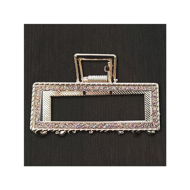 Traba Met&aacute;lica Garra Rectangular Brillo Para Cabello Brillo Tornasol