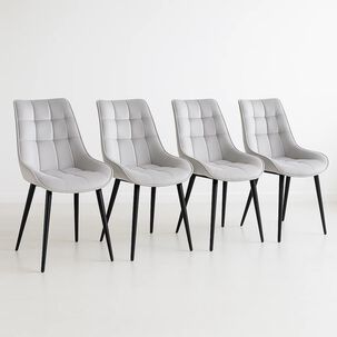 Pack De 4 Sillas De Comedor Macron Acolchada Terciopelo - Gris
