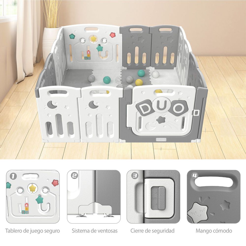 Corral Did&aacute;ctico De Juegos Duo Grey + Alfombra + Pelotas image number 6.0