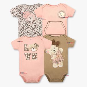 Pack 4 Bodys Niña Manga Corta Tedmimak 100% Algodón Baby Bear Pack 4 Bodys Niña Manga Corta Tedmimak 100% Algodón Baby Bear