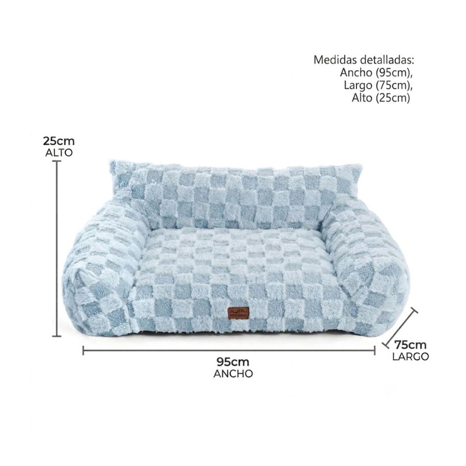 Cama Sof&aacute; Para Perros Y Gatos Dise&ntilde;o Cuadros Azul Lavable Talla S image number 8.0